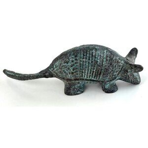 Vintage Brass Armadillo Figurine Sculpture With Patina Finish